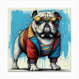 Bulldog With Sunglasses Canvas Print
