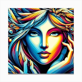 Woman With Colorful Hair 1 Canvas Print