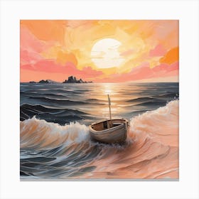 Sunset Boat Canvas Print Canvas Print