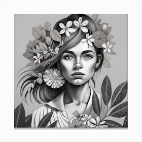 Mujer De Las Islas Cook Con Una Corona De Flores Canvas Print