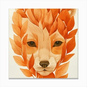 Fox In Autumn Leaves Canvas Print