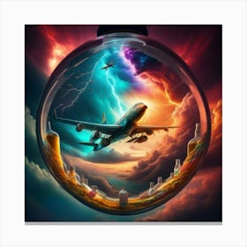 Airplane In A Glass Canvas Print