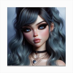 Blue Haired Doll Canvas Print