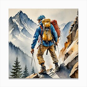 Water Colored Painting Of A Mountain Climber Water Color Spray 32k Resolution 3259909772 Canvas Print