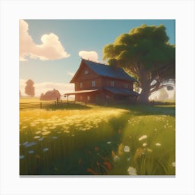 House In A Field 9 Canvas Print