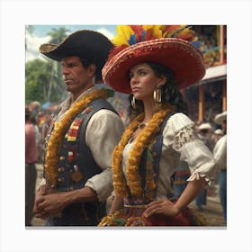 Man And Woman In A Costume Canvas Print