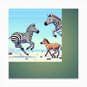 Zebras Running Canvas Print