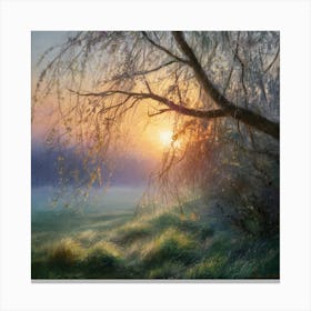 Morning Serenity An Enchanting Impressionist Sunrise (4) Canvas Print