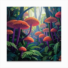 Mushrooms In The Forest 3 Canvas Print