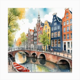 Amsterdam Watercolor Painting Canvas Print