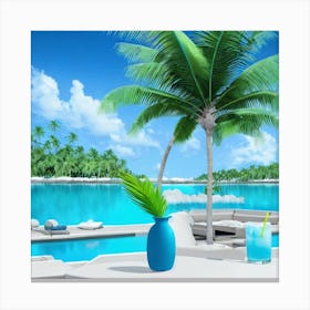 Tropical Beach Scene Canvas Print