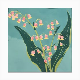 Lily Of The Valley 2 Square Flower Illustration Canvas Print