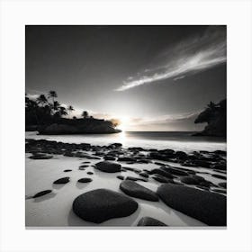 Black And White Rocks On The Beach 1 Canvas Print