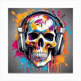 Skull With Headphones 5 Canvas Print