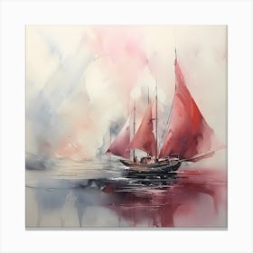 Magenta Horizons: Sailboats in Harmony Canvas Print