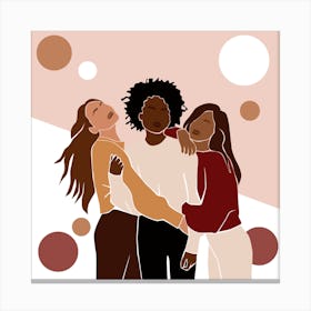 Three Women Hugging Canvas Print