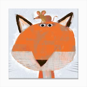 Fox with Pesky Mouse Canvas Print