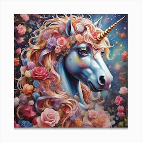 Unicorn With Flowers 1 Canvas Print