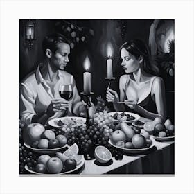 Couple At Dinner 1 Canvas Print