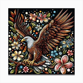 Eagle With Flowers Canvas Print