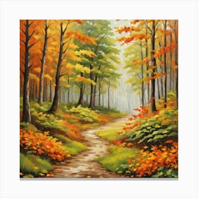 Forest In Autumn In Minimalist Style Square Composition 230 Canvas Print