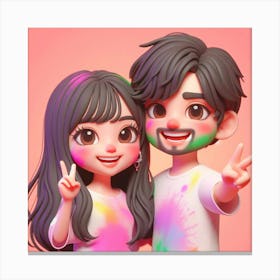 Holi Couple 4 Canvas Print