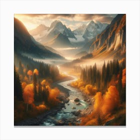 Autumn Landscape Painting Canvas Print