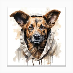 Watercolour Cartoon African Wild Dog In A Hoodie 2 Canvas Print