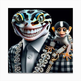 Gecko And Monkey Canvas Print