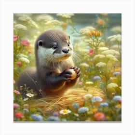 Otter In The Meadow 1 Canvas Print