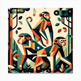 Monkeys In The Jungle 3 Canvas Print