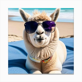 Llama On The Beach 3 Canvas Print