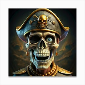 A Skeleton Pirate Captain With A Golden Hat And Jewelry 1 Canvas Print