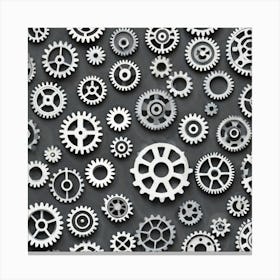 Gears On A Gray Background Canvas Print