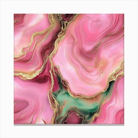 Pink and Green Marble Design Canvas Print