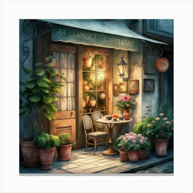 Quiet and attractive dining nook, overgrown flowers, high quality, detailed, highly 3D, elegant carved cart, 15 Canvas Print