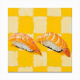 Nigiri Sushi Yellow Checkerboard 2 Canvas Print