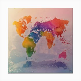 Watercolor World Map Canvas Print