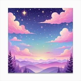 Sky With Twinkling Stars In Pastel Colors Square Composition 105 Canvas Print