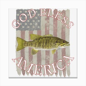 God Bless America Smallmouth Bass Freshwater Fishing Canvas Print