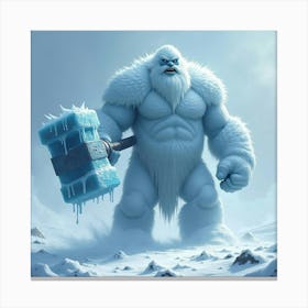 Frost Giant In A Snowy Wasteland Wielding A Colossal Ice Hammer 1 Canvas Print