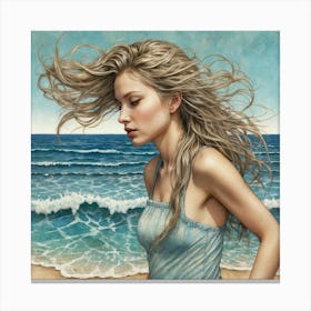 Girl On The Beach Canvas Print