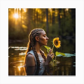 sunflower water woman 2 Canvas Print