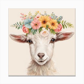 Floral Baby Goat Nursery Illustration (28) Canvas Print