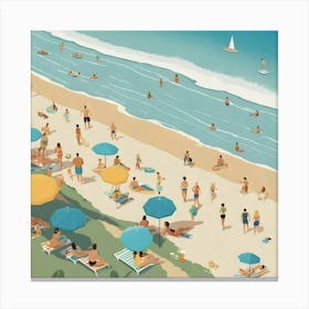 Illustration Of A Beach Scene Canvas Print