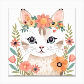 Floral Baby Cat Nursery Illustration (20) Canvas Print