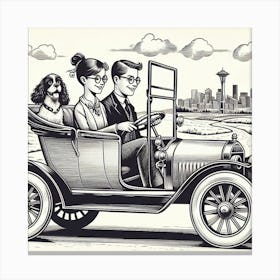 Couple In A Car Canvas Print