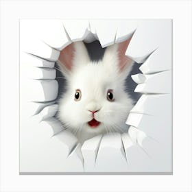 White Rabbit Peeking Out Of A Hole 1 Canvas Print
