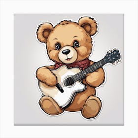 Teddy Bear Playing Guitar Canvas Print