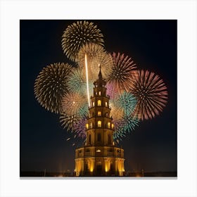 St Patrick'S Cathedral - Fireworks Canvas Print
